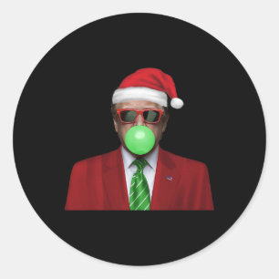 Funny Santa Trump Bubble Gum Make Christmas Great Classic Round Sticker