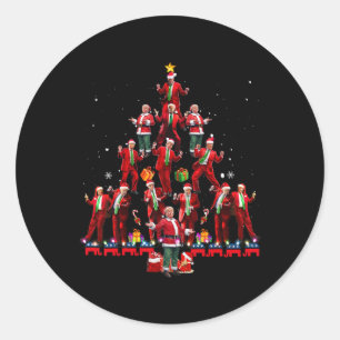 Funny Santa Trump Dance Tree Christmas Pajama Xmas Classic Round Sticker