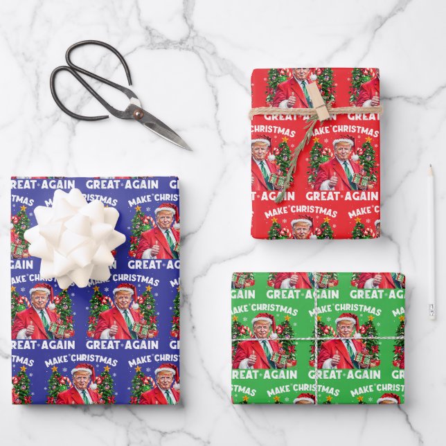 Funny Santa Trump Gift Wrap (Front)