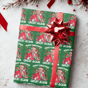Funny Santa Trump Gift Wrap Make Christmas Great