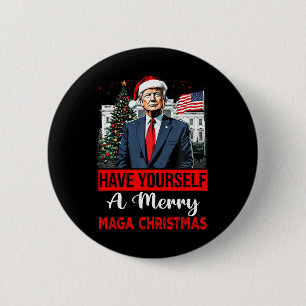 Funny Santa Trump Have Yourself A Merry Christmas  6 Cm Round Badge