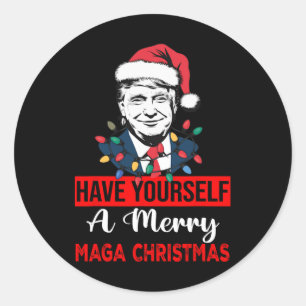Funny Santa Trump Have Yourself A Merry Christmas Classic Round Sticker