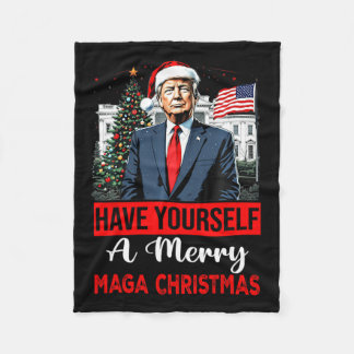 Funny Santa Trump Have Yourself A Merry Christmas  Fleece Blanket