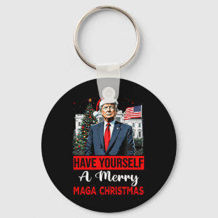Funny Santa Trump Have Yourself A Merry Christmas Key Ring
