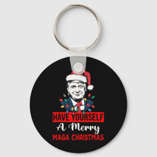 Funny Santa Trump Have Yourself A Merry Christmas Key Ring