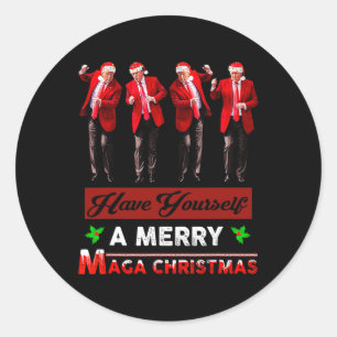 Funny Santa Trump Have Yourself A Merry Mega Chris Classic Round Sticker