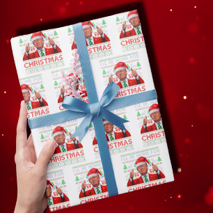 Funny Santa Trump I'll Be Home For Christmas Trump Wrapping Paper