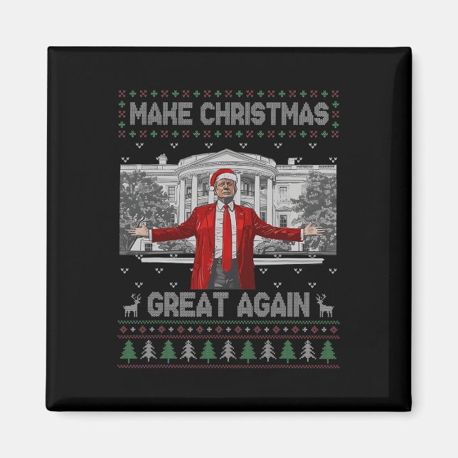 Funny Santa Trump Make Christmas Great Again Ugly  Magnet (Front)