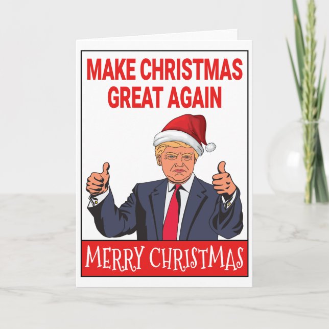 Funny Santa Trump Merry Christmas Holiday Card (Front)