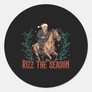 Funny Santa Trump Rizz The Season Make Xmas Great Classic Round Sticker