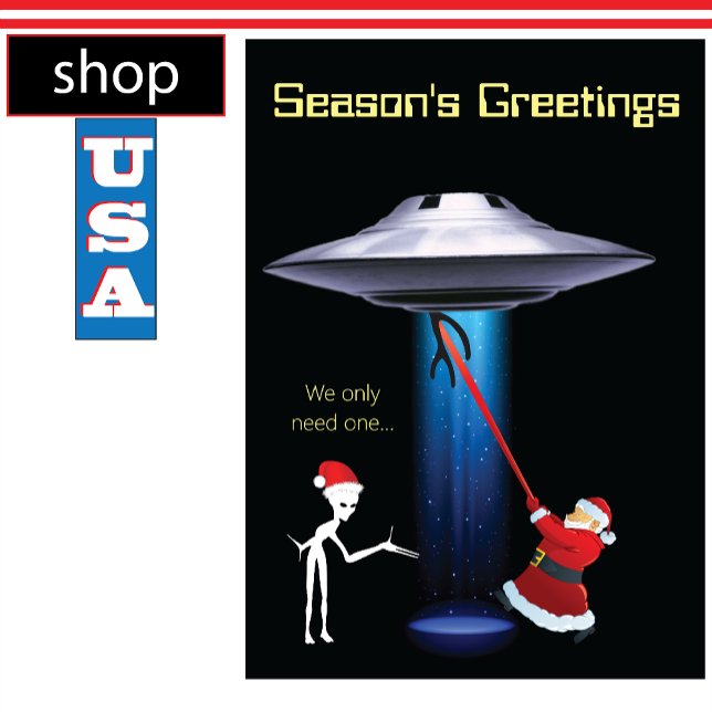 Funny Santa 🛸 UFO Alien Christmas Party Holiday Card (Creator Uploaded)