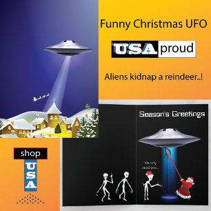 Funny Santa 🎅🛸 UFO Christmas Holiday Card