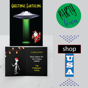 Funny Santa 🎅🛸 UFO Christmas Thank You Card