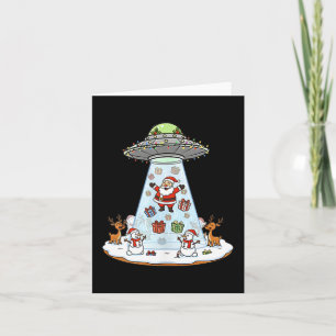 Funny Santa Ufo Delivery Happy Reindeer Snowman Ch Card