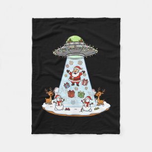 Funny Santa Ufo Delivery Happy Reindeer Snowman Ch Fleece Blanket