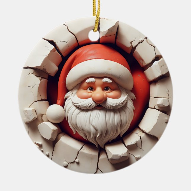 Funny Santa Wall-Break Christmas Ornament (Front)