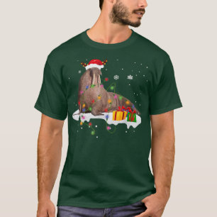 Funny Santa Walrus Animal Christmas Lights Lover C T-Shirt