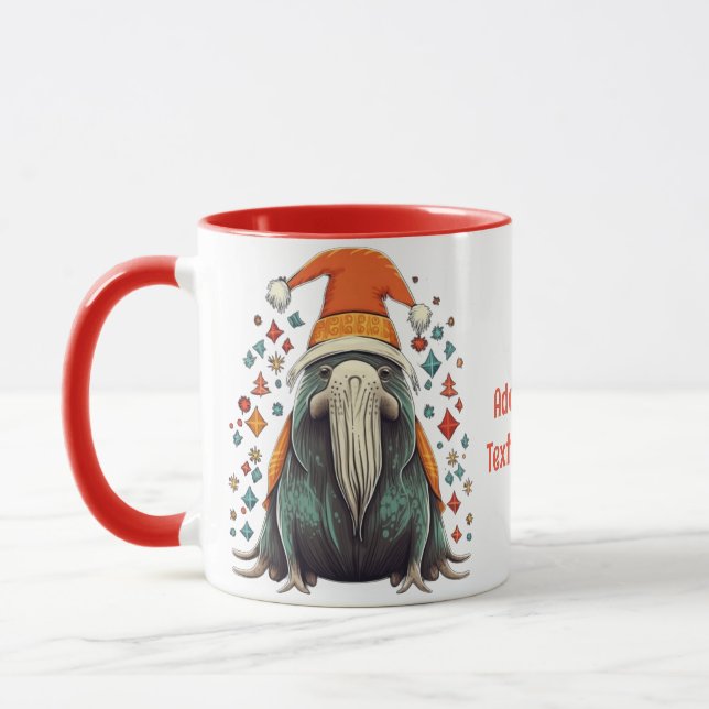 Funny Santa Walrus with Christmas Lighting Mug (Left)