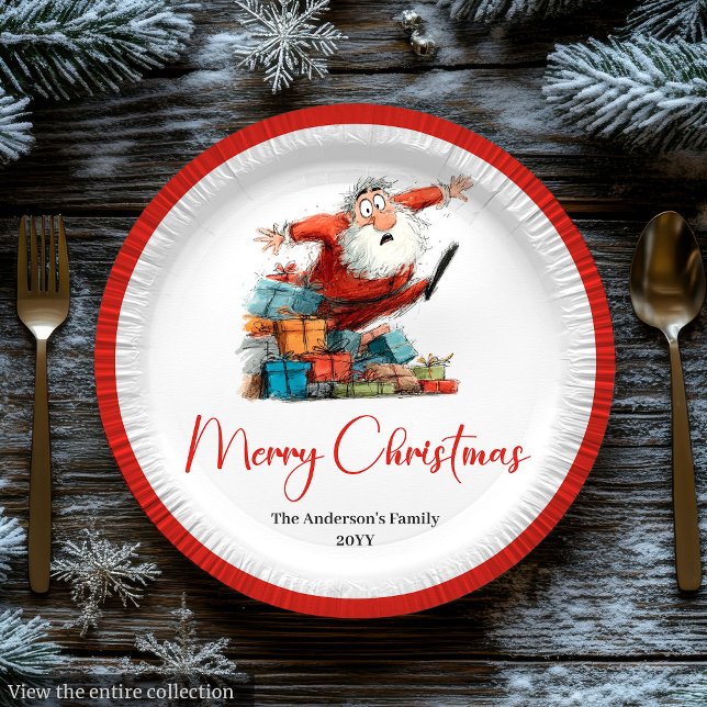 Funny Santa Watercolor Christmas Dinner Plates (Funny Santa Watercolor Christmas Dinner Plates)