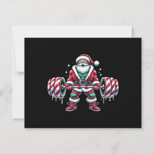 Funny Santa Weightlifting Christmas Fitness Gym De Holiday Card