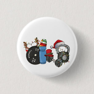 Funny Santa Weightlifting Dumbbells Gym Christmas 3 Cm Round Badge