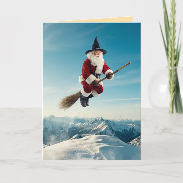 Funny Santa Witch Halloween Card (Front)