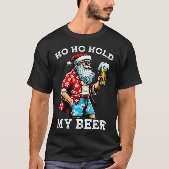 Funny Santa With Sunglasses And Beer Christmas In  T-Shirt (Front)