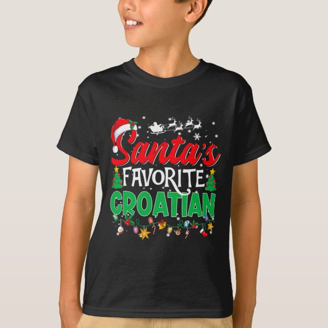 Funny Santas Favorite Croatian Christmas Santa  T-Shirt (Front)
