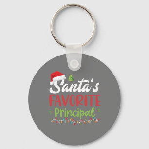 Funny Santa's Favorite Principal Christmas Key Ring