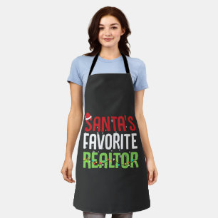 Funny Santa's Favorite Realtor Estate Agent Xmas Apron