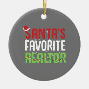 Funny Santa's Favorite Realtor Estate Agent Xmas Ceramic Tree Decoration
