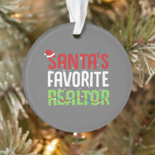 Funny Santa's Favorite Realtor Estate Agent Xmas Ornament