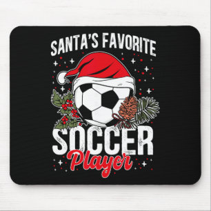 Funny Santa's Favorite Soccer Player Christmas Soc Mouse Pad