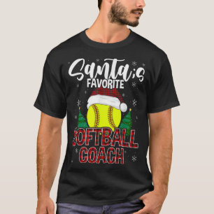Funny Santa's Favorite Softball Coach Christmas Pl T-Shirt