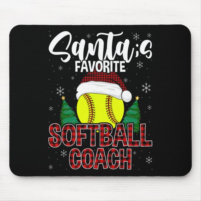 Funny Santa's Favorite Softll Coach Christmas Plai Mouse Pad (Front)