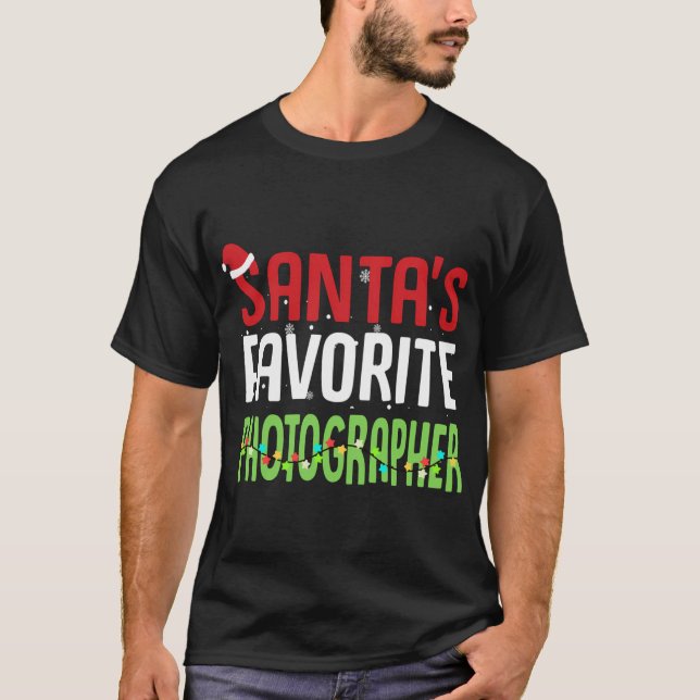 Funny Santa'S Favourite Photographer Christmas Gif T-Shirt (Front)