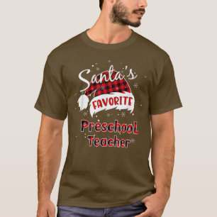 Funny Santa's Favourite Preschool Teacher Christma T-Shirt