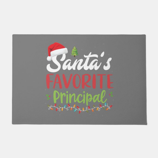 Funny Santa's Favourite Principal Christmas Doormat (Front)