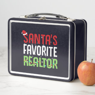 Funny Santa's Favourite Realtor Estate Agent Xmas Metal Lunch Box