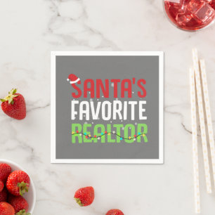 Funny Santa's Favourite Realtor Estate Agent Xmas Napkin