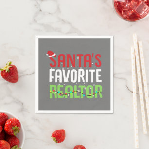 Funny Santa's Favourite Realtor Estate Agent Xmas Napkin