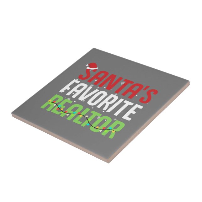 Funny Santa's Favourite Realtor Estate Agent Xmas Tile (Side)
