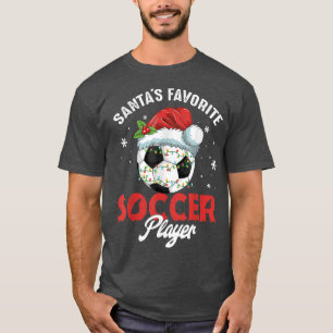 Funny Santas Favourite Soccer Player Christmas Paj T-Shirt