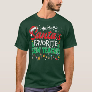 Funny Santa's Favourite Stem Teacher Christmas San T-Shirt