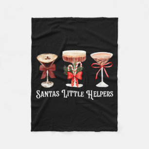 Funny Santa's Little Helper Martini Tail Merry Chr Fleece Blanket