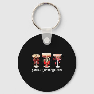 Funny Santa's Little Helper Martini Tail Merry Chr Key Ring