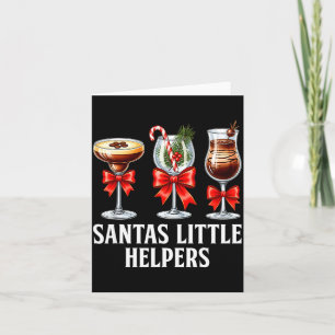 Funny Santa's Little Helper Martini Tail Merry Chr Thank You Card
