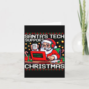 Funny Santa's Tech Suprt Rebooting Christmas Ugly Card