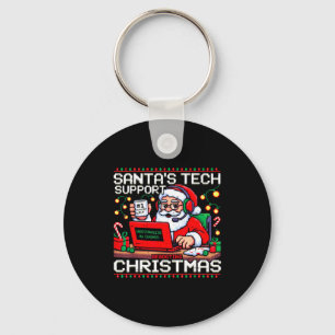 Funny Santa's Tech Suprt Rebooting Christmas Ugly  Key Ring