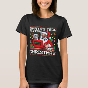 Funny Santa's Tech Suprt Rebooting Christmas Ugly T-Shirt